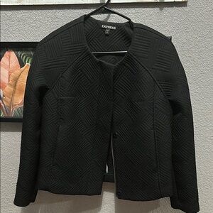 Express Black Blazer with Cropped Design and Textured Fabric